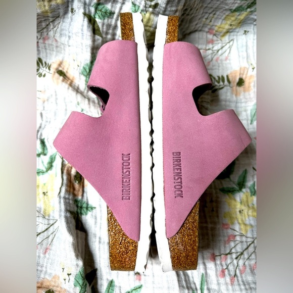 Birkenstock Pink Leather Arizona Soft Footbed Sandals - Picture 3 of 5
